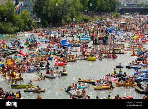 Nabada Event On Schwoermontag Boats Water Vehicles People On The