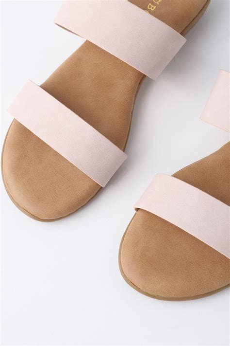 Cute Blush Slide Sandals Vegan Leather Slide Sandals