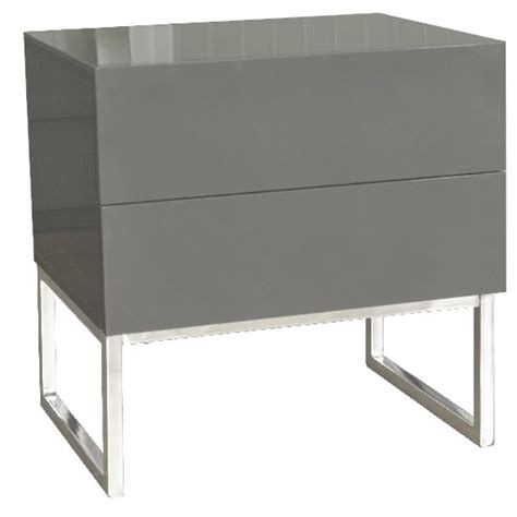 Strada High Gloss Bedside Cabinet With 2 Drawers In Grey Furniture In Fashion