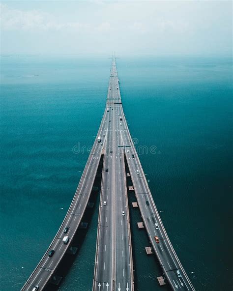 Penang Bridge From Aerial Perspective Stock Image Image Of Beach