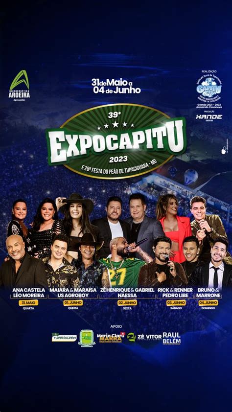 Programação da EXPOCAPITU 2023 Notícias Rádio Cidade FM 98 3