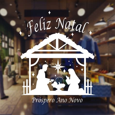 Adesivo Para Vitrine Feliz Natal Próspero Ano Novo Jesus KRadesivos