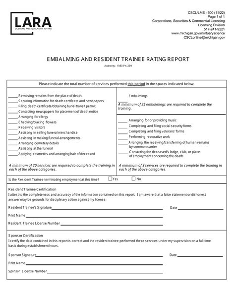 Form Cscllms 600 Download Fillable Pdf Or Fill Online Embalming And