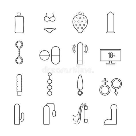 Collection Of Vector Line Sex Toys Icons For Web Design Stock Vector Illustration Of Line