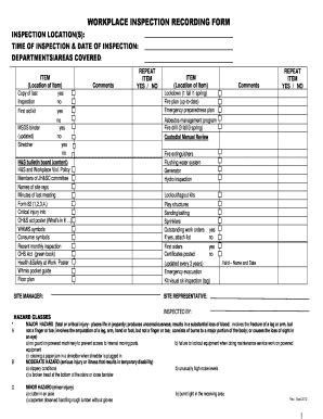 Workplace Inspection Recording Form Fill Online Printable Fillable