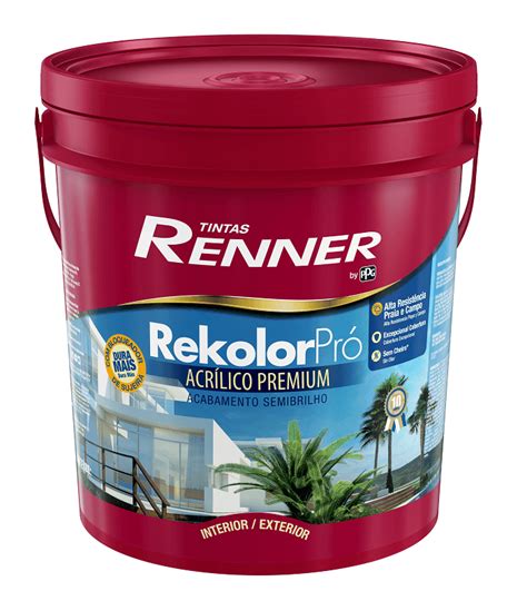 Tinta Rekolor Pró Semibrilho 18L Branco Renner Grafer Máq e Fer