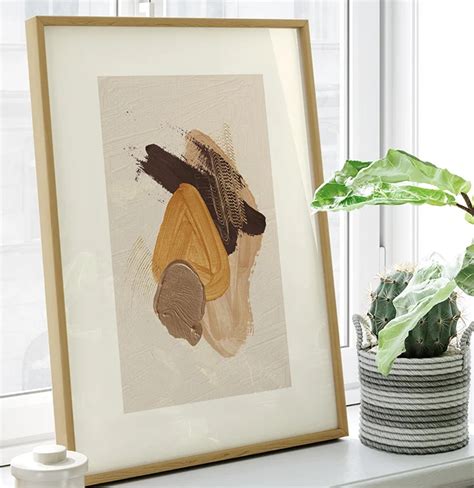 Quadro Decorativo Retangular Ink Texture Marrom Amarelo E Nude Off