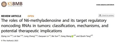 Nature子刊 重磅综述！一文总结「m6a修饰非编码rnas」在各类肿瘤中的调控机制及作用 知乎