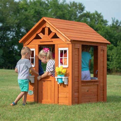 Backyard Playhouse Wooden Wood Outdoor House Playset Cottage