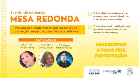 Mesa redonda Prevenção à saúde mental dos discentes de graduação