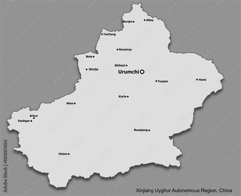 Map Of Main Cities Of Xinjiang Uyghur Autonomous Region China Stock