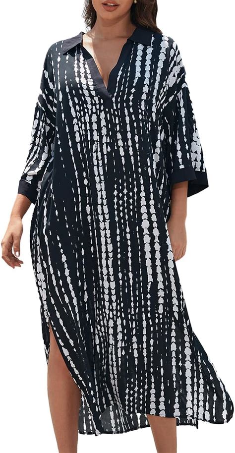 Amazon Ailunsnika Women Kaftan Dress Casual Swimsuit Cover Up Plus