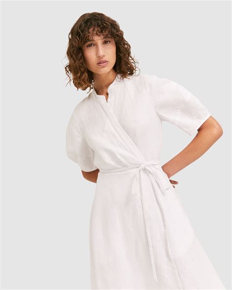 Saba Lara Linen Wrap Dress Airrobe