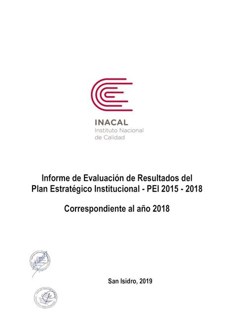 Pdf Informe De Evaluaci N De Resultados Del Plan Estrat Gico