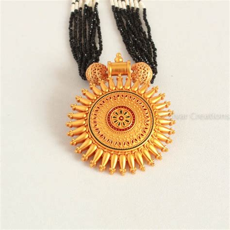 Golden Pendant Fancy Mangalsutra Marathi Jewellery Indian Etsy