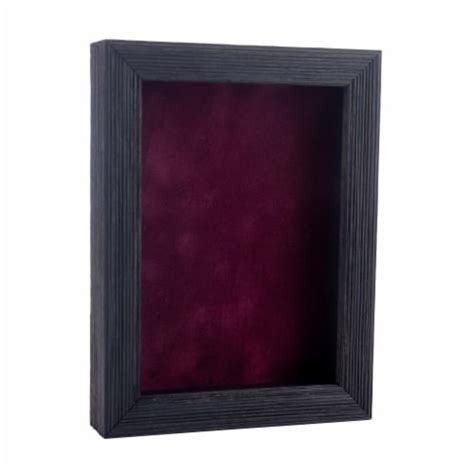 Rustic Black Shadow Box Frame With Acrylic Front And Dark Red Suede Backing 30 Sizes 8x10 8x10