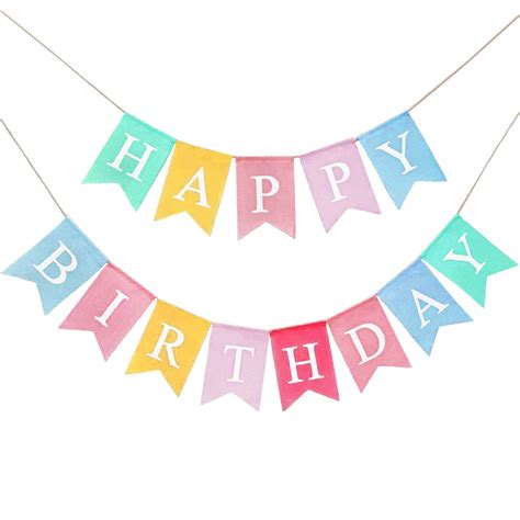 Crownos Happy Birthday Banner Assembled Imitated Burlap Colorful Birthday Banner Bunting