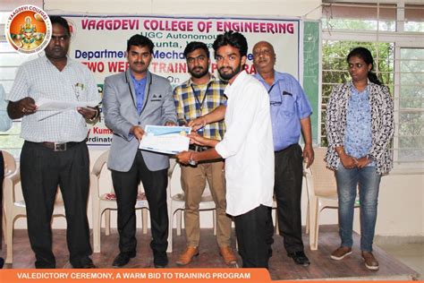 VALEDICTORY CEREMONY A WARM BID TO TRAINING PROGRAM - Vaagdevi College ...