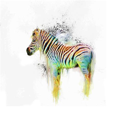 Drippy Jazzy Zebra Colorful Animal Art By Jai Johnson Mixed Media By