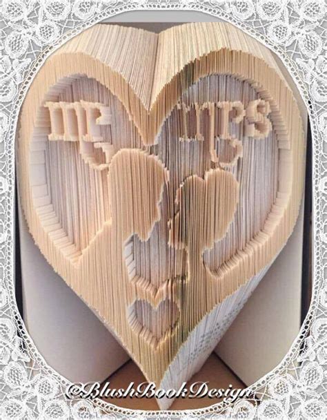 Mr Mrs Bride And Groom Heart Book Folding Art Pattern Etsy UK