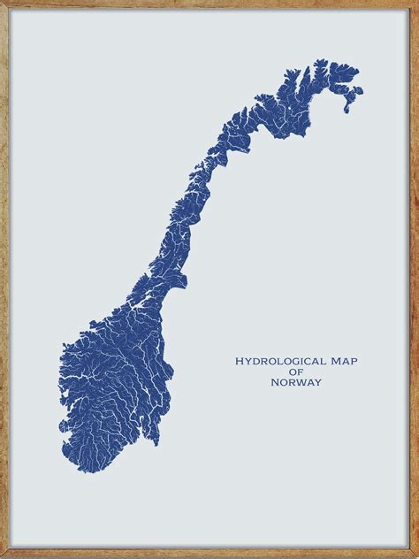 Norway Hydrological Map Of Rivers And Lakes Norway Map Etsy