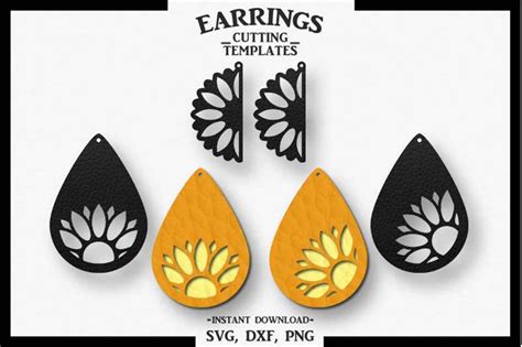 3834 Sunflower Earring Svg Free SVG PNG EPS DXF File