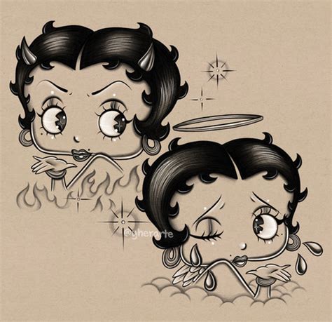 Betty Boop Angel Devil Print Yherarte