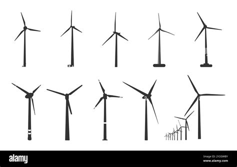 Wind Turbine Silhouette Wind Turbine Svg Wind Turbine Clipart Wind Turbine Vector Set Stock