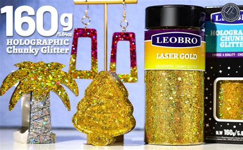 Leobro Gold Glitter Holographic Chunky Glitter 160g564oz Craft Glitter For Resin