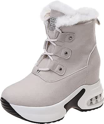 TDEOK Daytona Bottines à talons compensés d hiver pour femme avec