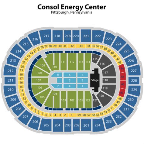 Consol Energy Center Detailed Seating Chart Center Seating Chart