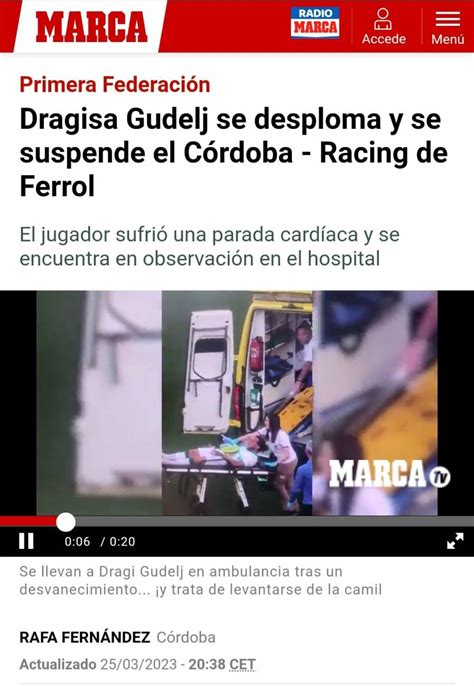 VIDEO Fútbol español Sufrió un paro cardíaco y se desplomó en pleno