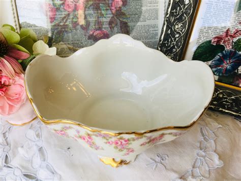 Antique Limoges Jardiniere Bowl With Bridal Rose Wreath Pink Etsy