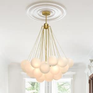 Rrtyo Hermitage Light Gold Unique Modern Chandelier With Milky White