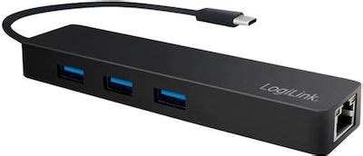 LogiLink USB 3 1 Hub 3 Θυρών με σύνδεση USB C Ethernet UA0313