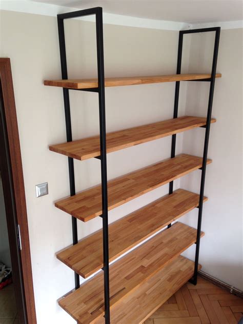 Rega Stal Drewno Loft Home Decor Shelves Solid Pine Wrought Iron