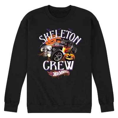 Men S Hot Wheels Skeleton Crew Graphic Fleece Sweatshirt Black Small Target