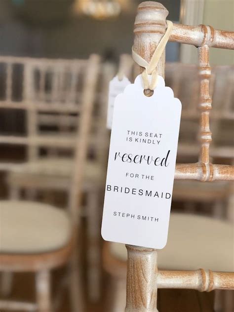 Seat Reservation Tag Wedding Reserved Chair Tag Wedding Chair Tag