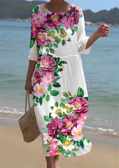 Womens Floral Pattern Resort Dress