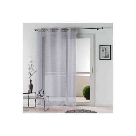 Panneau à oeillets 140 x 240 cm Voile sablé applique Damina Gris