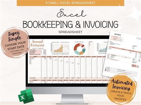 Excel Bookkeeping Invoice Template Small Business Bookkeeping - Etsy