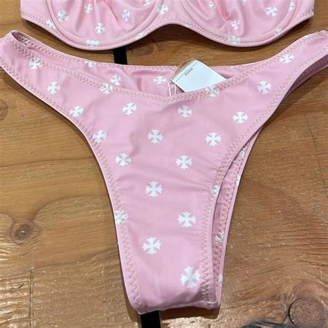 Chrome Hearts Pink And White Bikini Chrome Hearts Depop
