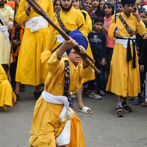 Delhi India October 2 2023 Sikhs Display Gatka And Martial Arts