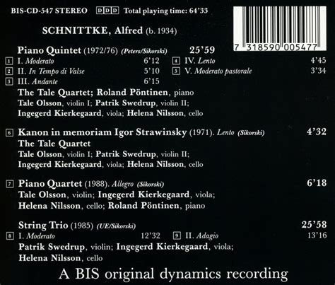 Alfred Schnittke Klavierquartett CD Jpc