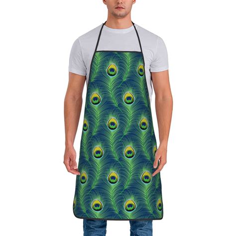 Vintage Peacock Feather Aprons For Women Men Waterproof Apron Kitchen