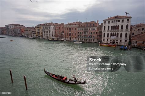 Beautiful View Of Traditional Gondola On Famous Canal