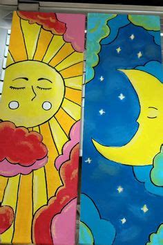 El Sol Y La Luna En Colores Calidos Y Frios Dibujos Con Colores