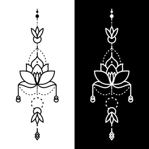 Tatouage Géométrique De Fleur De Lotus Vecteur Premium