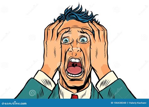 Frightened Man Two Hands on the Head Stock Vector - Illustration of ...