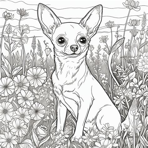 Five Chihuahua Coloring Pages Collection Digital Download Printable